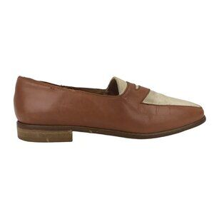 Ann Taylor Womens Brown Square Toe Leather Slip On Loafer Shoes Size 5.5 M‎